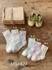 Calcetines para Niñas, Calcetines de Malla Finos de Verano Sin Costuras, Calcetines Blancos de Media Pantorrilla para Niños, Calcetines de Encaje Estilo Princesa para Bebé Niña