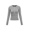 Ropa para Mujer Jie Zhan Top Ajustado con Cuello Henry 2026 Nuevo de Primavera Cintura Elástica Adelgazante Versátil Camiseta de Manga Larga para Mujer.
