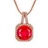 Colgante de rubí de hip hop europeo y americano, colgante de gema de sangre de paloma roja de diamante redondo tridimensional brillante, collar cuadrado