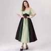 Vestido Medieval Retro Europeu e Americano Novo com Costura em Contraste, Manga Flutuante, Cadarço na Cintura, Saia Ampla, Vestido de Baile