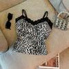 1818 Retro Hot Girl Leopard Print Sling Linda Costas Sem Alças Feminino Vestindo Sexy Colete Slim-fit Top