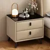 Mesita de noche de pizarra estilo italiano, pequeño armario de almacenamiento para dormitorio de cuero con diseño de pata de gato de lujo ligero, armario de almacenamiento de mesita de noche moderno minimalista de 50 cm