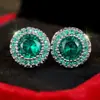 Pendientes de Botón Redondos Full Diamond con Textura Estilo Hong Kong, Estilo Nuevo Transfronterizo Tangjia para Mujer, Pendientes Redondos Huecos de Alta Gama Europeos y Americanos con Diseño Único e Innovador