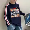 Camiseta de Manga Larga con Retazos de Algodón Puro para Niños 2026 para Primavera y Otoño, Moderna y Elegante Camiseta Casual con Tres Rayas para Niños Mayores