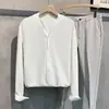 Camisa sin cuello para mujer, Camisa de manga larga con cuello en V, Ropa profesional, Top para primavera y otoño, Ropa de trabajo simple y elegante, Camisa base negra