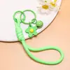 Lanyard para Teléfono de Flor de Goma Macaron, Llavero de Flor Pequeña con Cascabel, Colgante para Bolso Tejido, Accesorios Pequeños Hechos a Mano para DIY