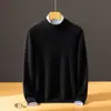 Nuevo suéter de punto de cachemira de doble hilo para hombre de Bai Cai Rong para otoño e invierno, casual de negocios, lujo ligero, versátil y de corte holgado