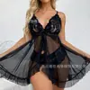 Pijamas Europeus e Americanos Sexy de Verão e Outono Transfronteiriços, Tamanho Grande, Renda de Malha Sedutora e Sexy, Camisola de Alça para Mulheres, Atacado
