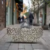 Sacola de Compras de Supermercado Tecida Ecológica Estampa de Leopardo Extra Grande com Alças Duplas para Mudar e Levar Coisas para Casa