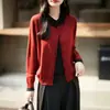 Suéter de punto grueso con cuello de lana finamente hilada, bloques de color, estilo falso dos piezas, para mujer, nuevo estilo otoño e invierno, abrigo casual holgado y versátil