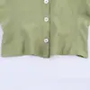 Comercio Exterior Ropa de Mujer 2026 Moda Europea y Americana Ajuste Delgado Cuello Redondo Lino Manga Abullonada Camisa Top para Mujer B482949