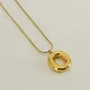 Venta Caliente Transfronteriza 26 Collares en Inglés A-Z Letra Gruesa Cadena de Serpiente Redonda Chapado en Cobre Oro de 18K Colgante de Letra Burbuja para Mujer