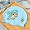 Gorro de Natación Infantil de Conejo Lindo Multicolor, Silicona Engrosada, Alta Elasticidad, Cómodo Gorro de Natación de Dibujos Animados para Niños Pequeños en la Piscina