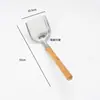 Espátula de aço inoxidável doméstica para refogar espátula grossa colher para refogar utensílio de cozinha de chef cabo de madeira super longo ferramenta anti-queimadura