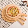 Tabla de pizza de madera Bandeja para comida occidental Tabla para pan y bistec madera maciza Plato para pastel y pizza Tabla para picar frutas Tabla de cortar redonda