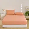 Sábana bajera ajustada exclusiva transfronteriza hipoalergénica, sábana bajera individual de color liso impresa cepillada, funda de colchón, protector de colchón a prueba de polvo y funda de almohada
