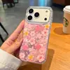 Funda de Teléfono de Flor Tridimensional Adecuada para iPhone 17 Max Rosa Manzana 16 Pro Transparente con Brillo en Relieve y Agujero Grande