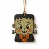 Ornamento de Madeira Estilo Retrô Americano para Pendurar no Corredor de Halloween Fantasma Gato Preto Abóbora Coruja Decorações para Vitrine de Casa