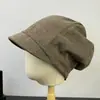 Gorro casual holgado de ala corta para mujer, estilo retro japonés, hace que la cara se vea más pequeña, ajuste holgado para cabezas grandes, gorro de punto moderno y versátil