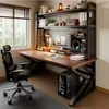 Mesa de computador para casa com painel perfurado, mesa gamer, design simples, adequada para quartos, mesa de estudo para estudantes e mesa de escrita integrada com estante