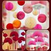 Diseño de Habitación de Boda apto para Bodas Red Lantern Bodas Dormitorio Sala de Estar Decoración con Flores Suministros de Boda Bola de Panal Colgante de Techo