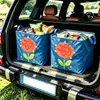 Cesta de almacenamiento grande de flor de pintura al óleo para coche, caja de almacenamiento plegable para artículos varios del maletero del coche, cesta de almacenamiento plegable