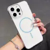 Adecuado para iPhone 17 Funda de Teléfono Transparente Magnética con Anillo Delgado, Apple 16 Pro Max Agujero Grande Funda Protectora Simple de PC 15