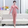 Roupas de outono para meia-idade e idosos calças compridas femininas algodão roupa íntima térmica algodão puro cor sólida gola média-alta terno de suéter de algodão para mãe