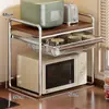 Estante para microondas de cocina estilo mediados de siglo, estante para horno de encimera, estante de almacenamiento multifuncional extraíble para olla arrocera