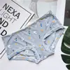 [80-120] 524 Seda de Hielo estampado lindo tiro bajo bolsa de ropa interior para mujer cadera con taladro ropa interior para mujer tiro bajo