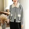 Suéter estilo Chanel, cardigã de pelo sintético de vison, slim fit estilo coreano, top curto elegante com gola de lapela para mulheres