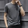 Camiseta de manga corta para hombre de color sólido al por mayor talla grande talla grande verano estilo coreano ajuste ceñido moderna guapa cuello redondo manga media