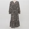Vestido Camisa de Manga Larga Floral con Cuello en V para Mujer de Tallas Grandes para Primavera y Otoño, Falda Larga Básica con Botones Múltiples en una Sola Fila y Cintura Fruncida