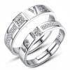 Casal de anel de prata abrindo zircão vivo feminino de seis garras anel de casamento fabricantes de jóias enfeites de mão geração por atacado