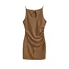 AY692-25 primavera nuevo temperamento plisado francés hueco chaleco vestido cintura cadera falda vestido