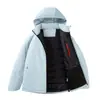 Chaqueta de Algodón para Exteriores 2026, Ligera, Cortavientos, Impermeable, Capucha Desmontable, Abrigo Unisex para Pareja con Logo Estampado
