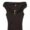 Ropa de Otoño 2025 Nueva para Mujer Europea y Americana, Vestido Largo de Color Sólido Simple, Delgado, Cuello Recto, Plisado