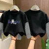 Ropa para niños para niños, camiseta de manga larga de otoño, modelo primavera/otoño 2026, camiseta básica de algodón puro, top con diseño de dos piezas falsas para otoño