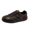 Marrón Hebilla Nueva Cuero Retro Zapatos de Tabla Zapatos de Lona 2026 Con Cordones Caña Baja Otoño Suela Gruesa Gand Xun Zapatos Casuales Tela