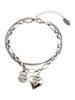 Pulsera de Doble Capa de Plata de Ley S925 Suchuang con Corazón y Letra para Mujer Estilo Ins Diseño Japonés y Coreano Plata Tailandesa Retro Mano Joyería Coreana