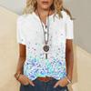 Wish Estação Independente Estampa Europeia e Americana Camisa Casual Solta Top de Verão Feminino Camiseta Fábrica em estoque