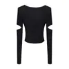 Nova Camiseta Curta Elástica Slim Sexy Cuidadosa Estilo Novo Primavera e Outono Amazon Aliexpress Roupas Femininas