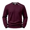 Sudadera Casual de Forro Polar Lisa Suelta para Hombre Otoño/Invierno 2026 con Cremallera Diagonal Única y Cuello Redondo