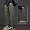 Calças casuais masculinas 100% algodão, novo estilo primavera e outono, calças retas estilo americano, soltas e versáteis, com bom caimento, adequadas para esportes