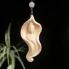 Caja de Hojas Pequeñas Boj Hoja Guanyin Madera Maciza Tallada Bodhisattva Colgante Collar Portátil Estatua de Buda Colgante Collar Accesorios Culturales y de Entretenimiento