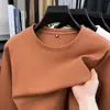 Nueva colección de primavera y otoño: sudadera de manga larga para hombre, cuello redondo, mezcla de algodón, simple, casual, color liso, perfecta como capa base
