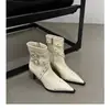 Botas de tornozelo de salto alto com fivela de cinto estilo romano retrô coreano para outono e inverno