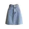 Falda corta de mezclilla para mujer para verano, falda midi de línea A, diseño nuevo, falda ajustada a la cadera, falda de cintura alta para mujeres petite