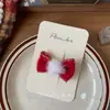 Novo Estilo Coreano Vermelho Ano Novo Doce Laço Grampo de Cabelo Tecido Feito à Mão Crianças Lateral Franja Quebrada Presilha para Mulheres