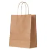 Bolsas de papel kraft con logo impreso personalizado para bebidas, té de leche, café, empaque para llevar, compras navideñas, bolsas de regalo de color liso, venta al por mayor